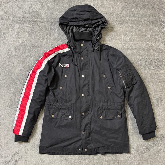 Bioware Other - Bioware Mass Effect N7 Hoodie Parka Jacket Lined Adult M Black Full Zip Gamer